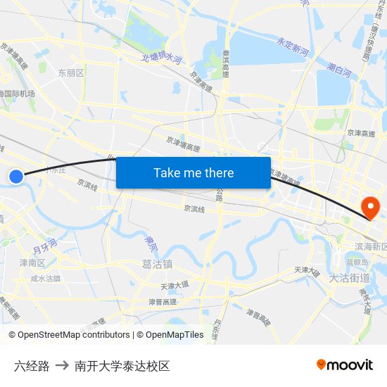 六经路 to 南开大学泰达校区 map