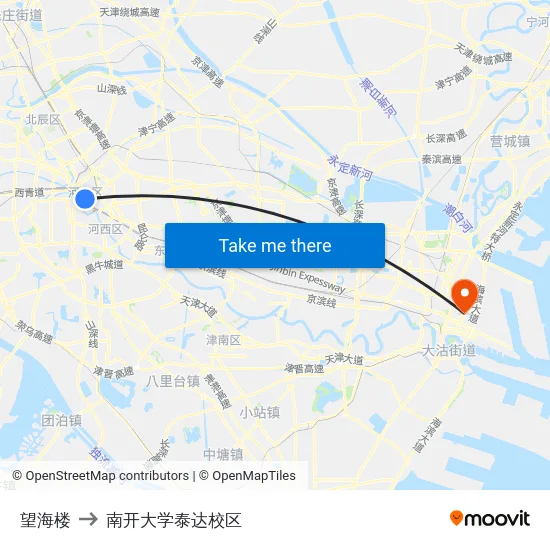 望海楼 to 南开大学泰达校区 map