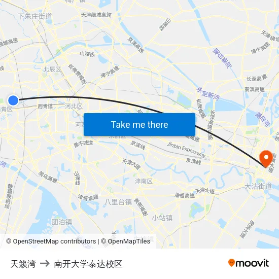 天籁湾 to 南开大学泰达校区 map