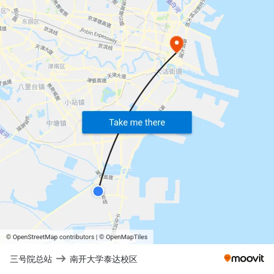 三号院总站 to 南开大学泰达校区 map