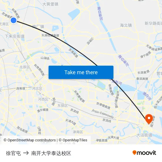 徐官屯 to 南开大学泰达校区 map