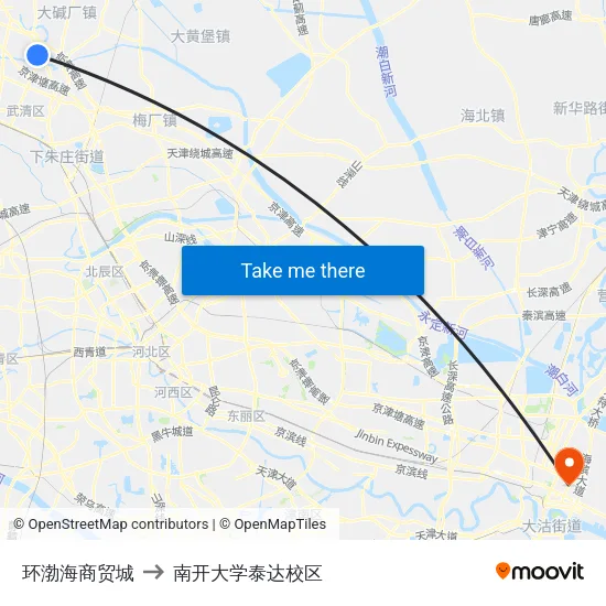 环渤海商贸城 to 南开大学泰达校区 map