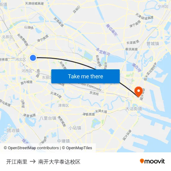 开江南里 to 南开大学泰达校区 map