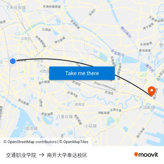 交通职业学院 to 南开大学泰达校区 map