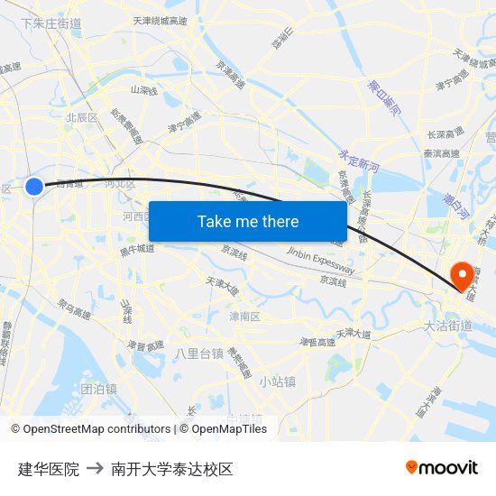 建华医院 to 南开大学泰达校区 map