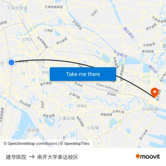 建华医院 to 南开大学泰达校区 map