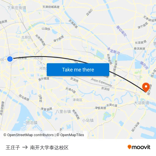 王庄子 to 南开大学泰达校区 map