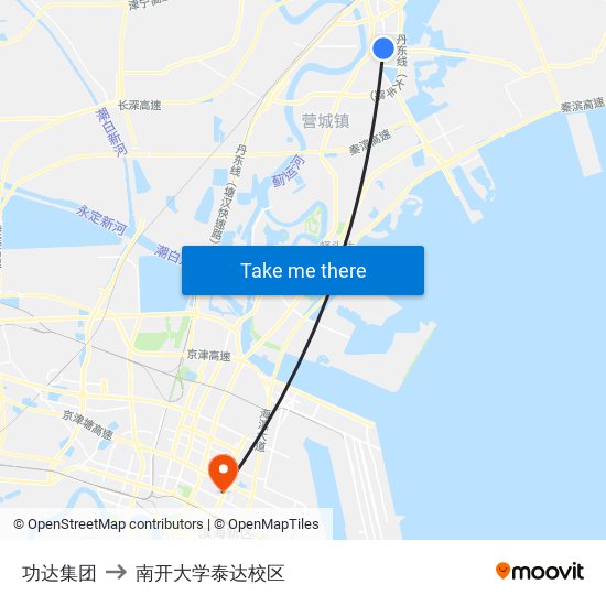 功达集团 to 南开大学泰达校区 map