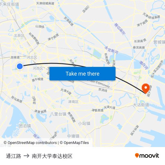 通江路 to 南开大学泰达校区 map