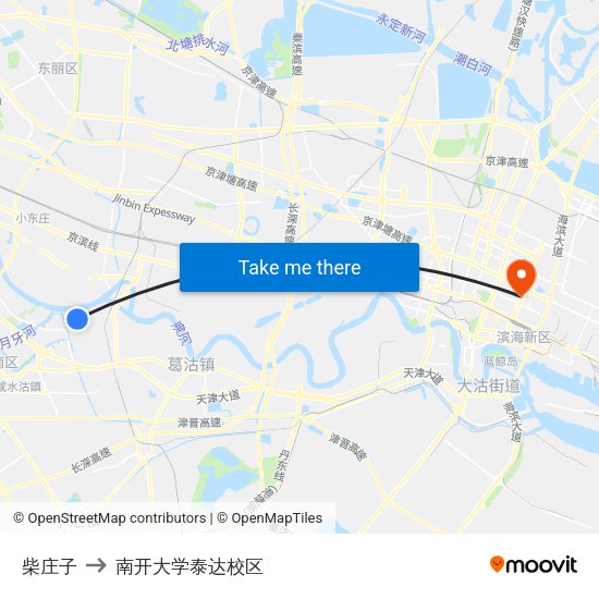 柴庄子 to 南开大学泰达校区 map