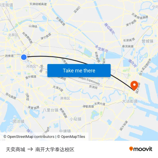 天奕商城 to 南开大学泰达校区 map