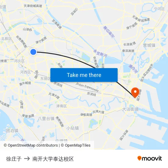 徐庄子 to 南开大学泰达校区 map