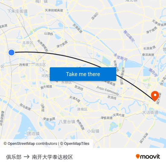 俱乐部 to 南开大学泰达校区 map