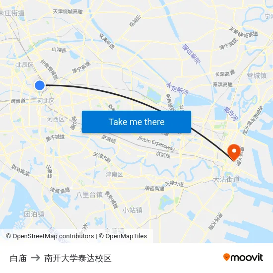 白庙 to 南开大学泰达校区 map