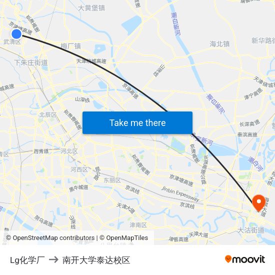 Lg化学厂 to 南开大学泰达校区 map