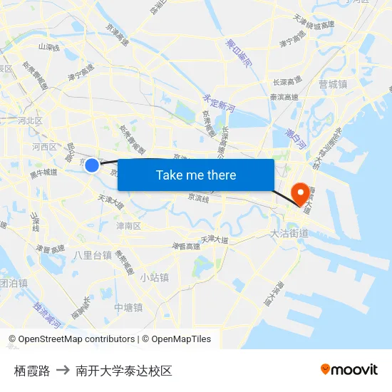 栖霞路 to 南开大学泰达校区 map
