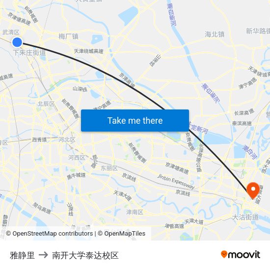 雅静里 to 南开大学泰达校区 map