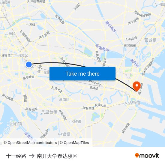 十一经路 to 南开大学泰达校区 map