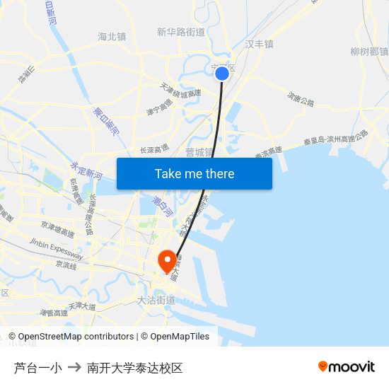 芦台一小 to 南开大学泰达校区 map