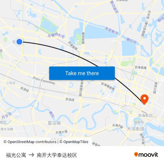 福光公寓 to 南开大学泰达校区 map