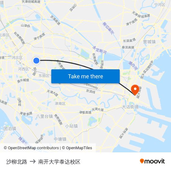 沙柳北路 to 南开大学泰达校区 map