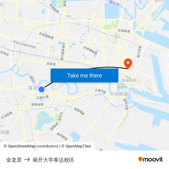 金龙里 to 南开大学泰达校区 map