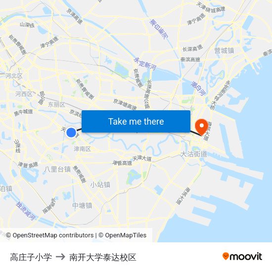 高庄子小学 to 南开大学泰达校区 map