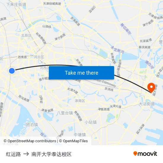 红运路 to 南开大学泰达校区 map