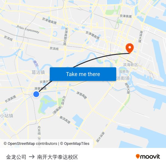金龙公司 to 南开大学泰达校区 map