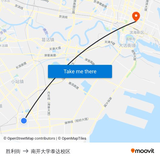 胜利街 to 南开大学泰达校区 map