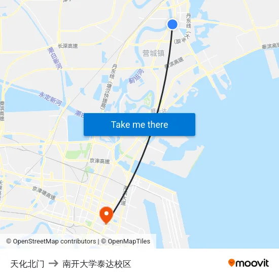 天化北门 to 南开大学泰达校区 map