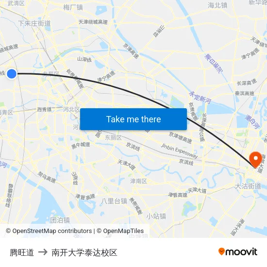 腾旺道 to 南开大学泰达校区 map