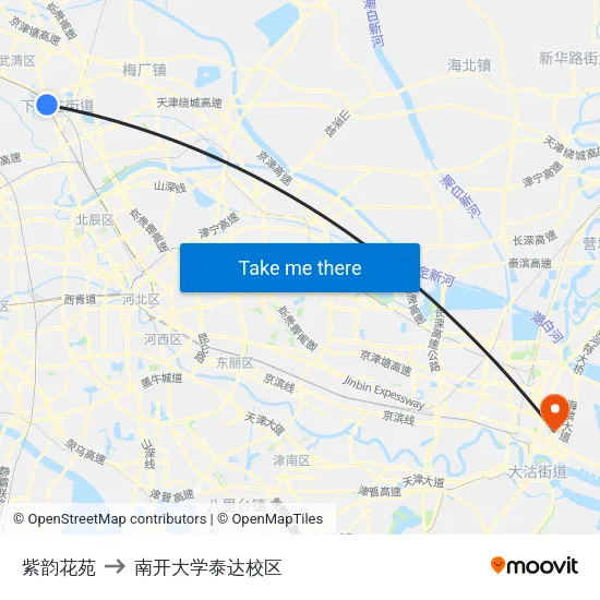 紫韵花苑 to 南开大学泰达校区 map