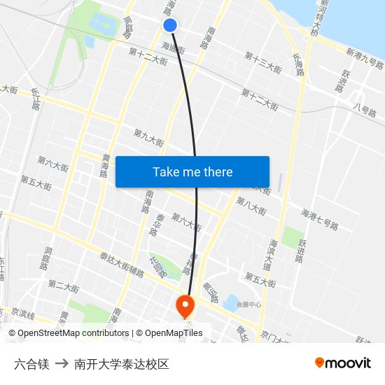 六合镁 to 南开大学泰达校区 map