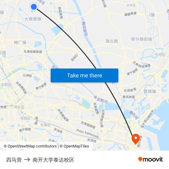 四马营 to 南开大学泰达校区 map