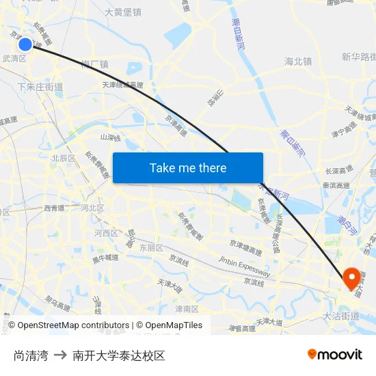 尚清湾 to 南开大学泰达校区 map