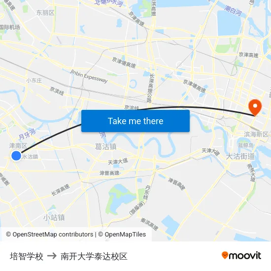 培智学校 to 南开大学泰达校区 map
