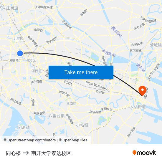 同心楼 to 南开大学泰达校区 map