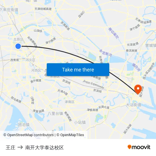 王庄 to 南开大学泰达校区 map