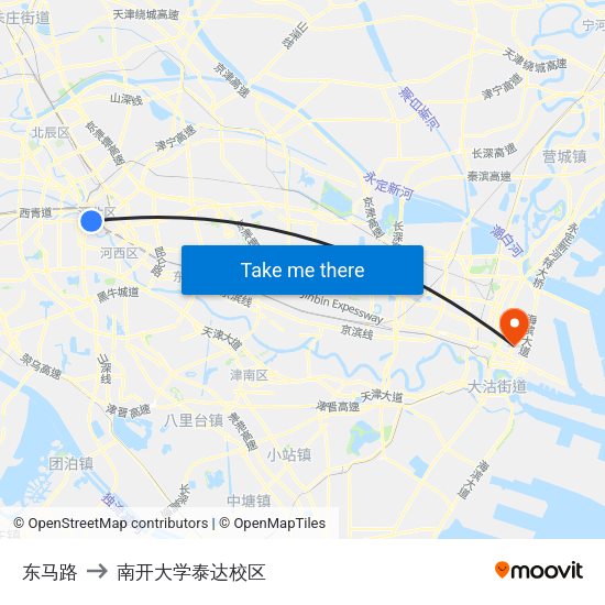 东马路 to 南开大学泰达校区 map