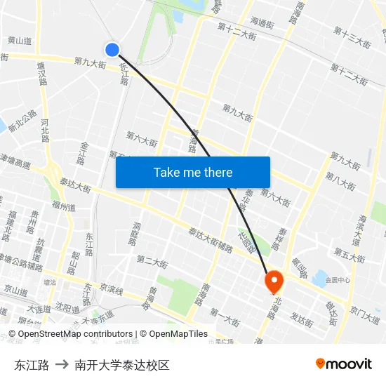 东江路 to 南开大学泰达校区 map