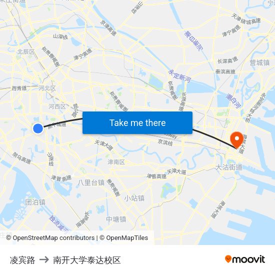 凌宾路 to 南开大学泰达校区 map