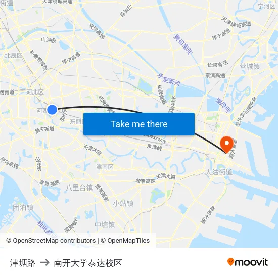 津塘路 to 南开大学泰达校区 map
