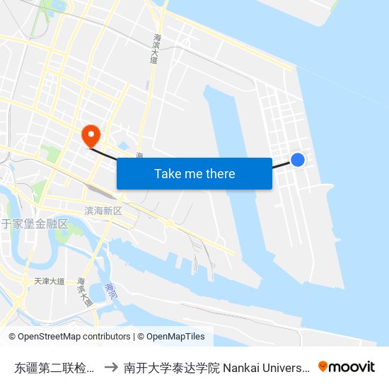 东疆第二联检服务中心 to 南开大学泰达学院 Nankai University TEDA College map