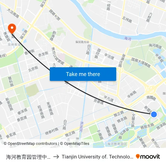 Haihe Education Park Management Center to Tianjin University of Technology map