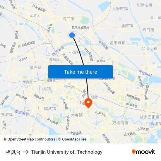 Qifeng Platform to Tianjin University of Technology map