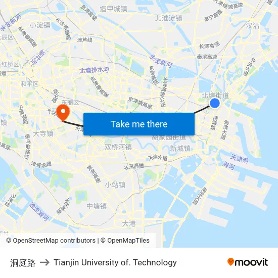 Dongting Road to Tianjin University of Technology map