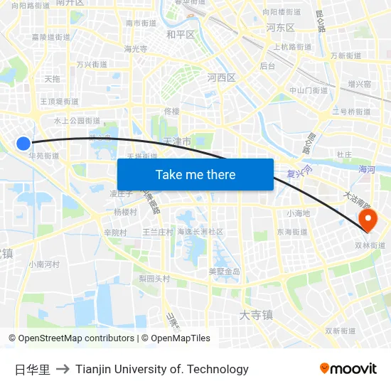 Rihua Lane to Tianjin University of Technology map