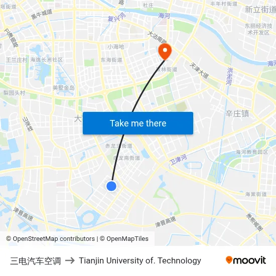 Sandian Auto Air Conditioning to Tianjin University of Technology map