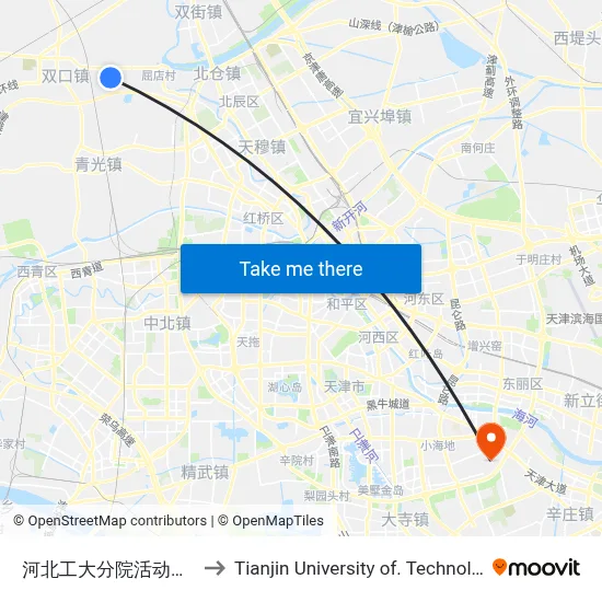 Hebei Institute of Technology Branch Activity Center to Tianjin University of Technology map